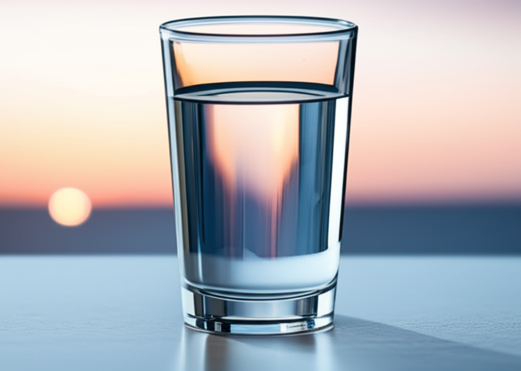 Pure water being poured into glass